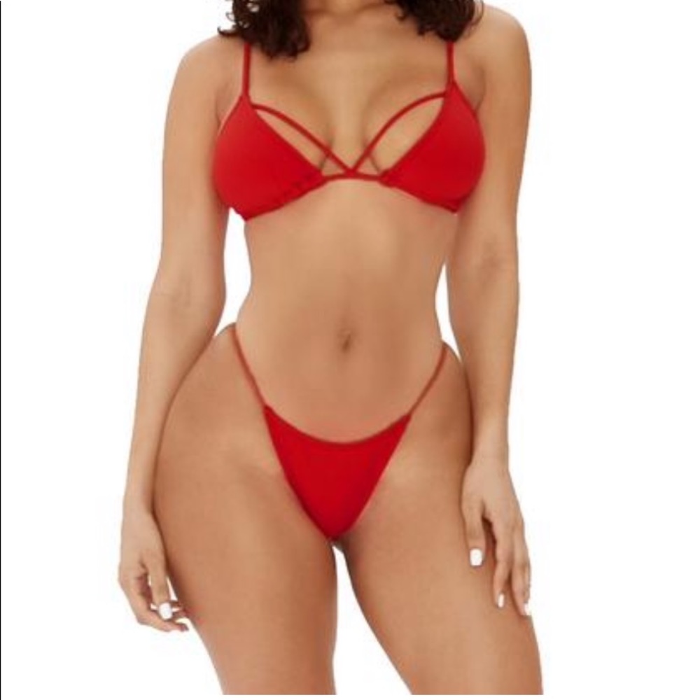 Red 2 piece bikini